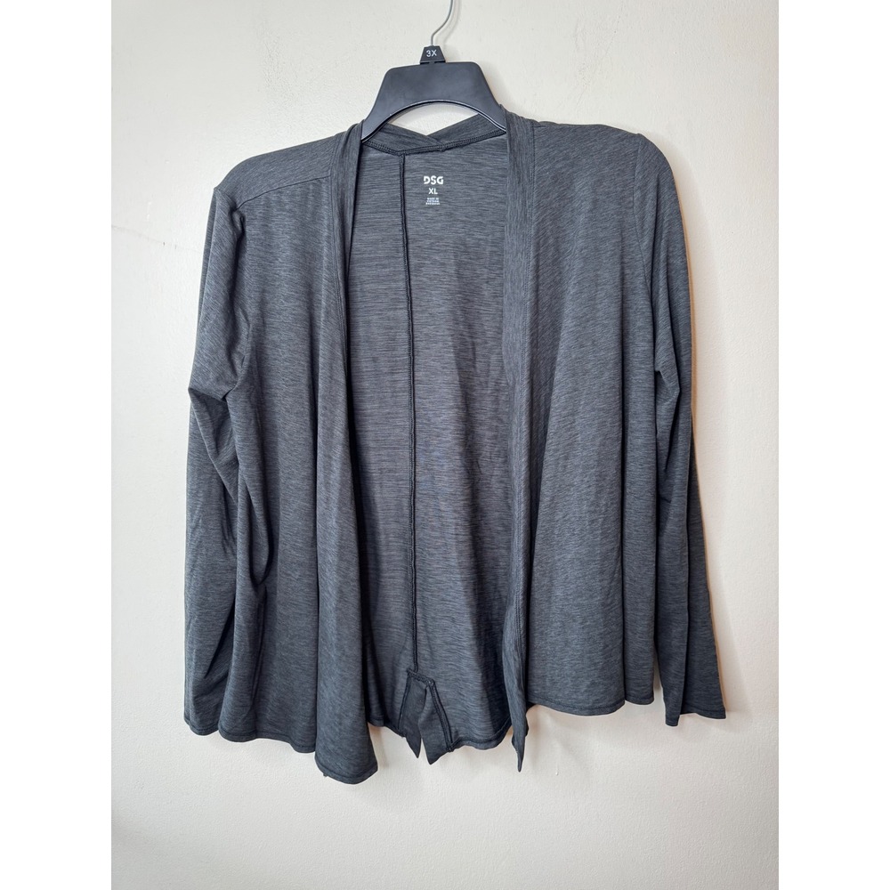 DSG Womens XL Heathered Charcoal Grey Open Front Active Cardigan